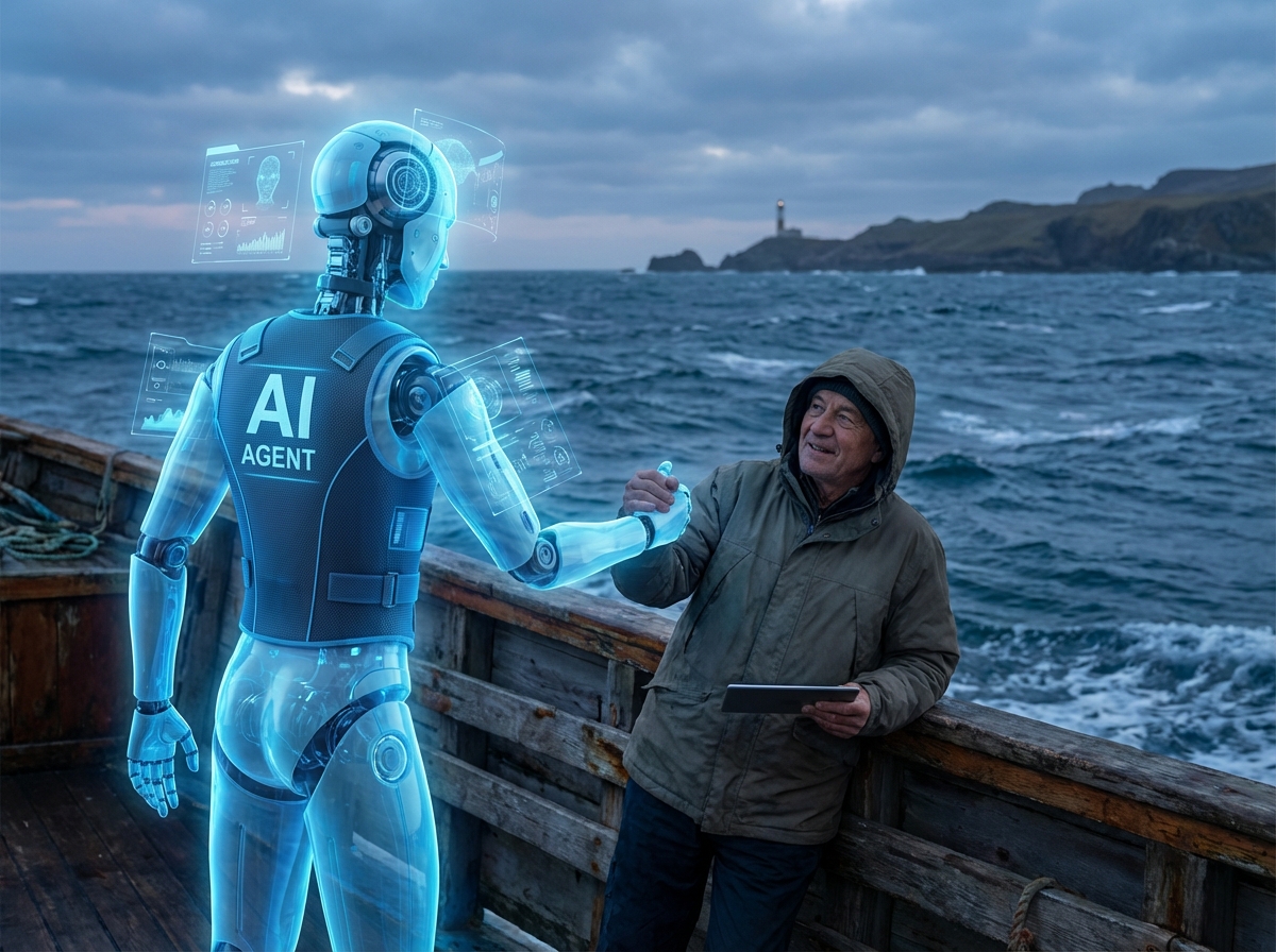 AI agent handshake with small business owner